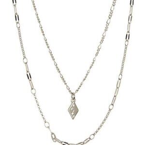 Halogen Dual Layer Diamond Shaped Charm Necklace